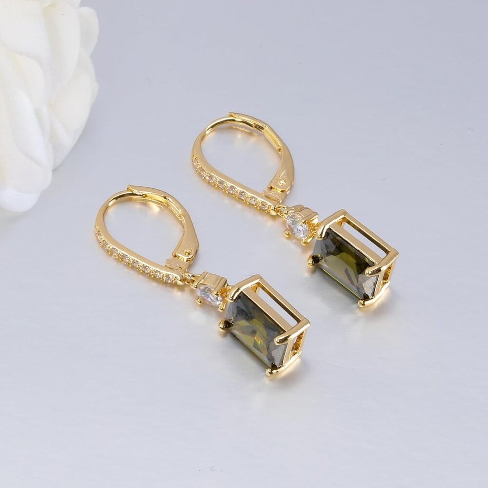 Rectangular-Cut Drop Dangle Earrings For Women Hy… - image 4